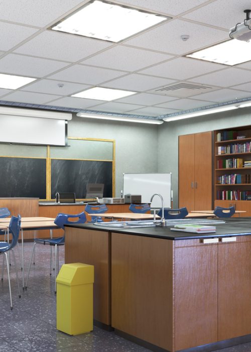 High school classroom interior. 3d illustration High school classroom interior. 3d illustration